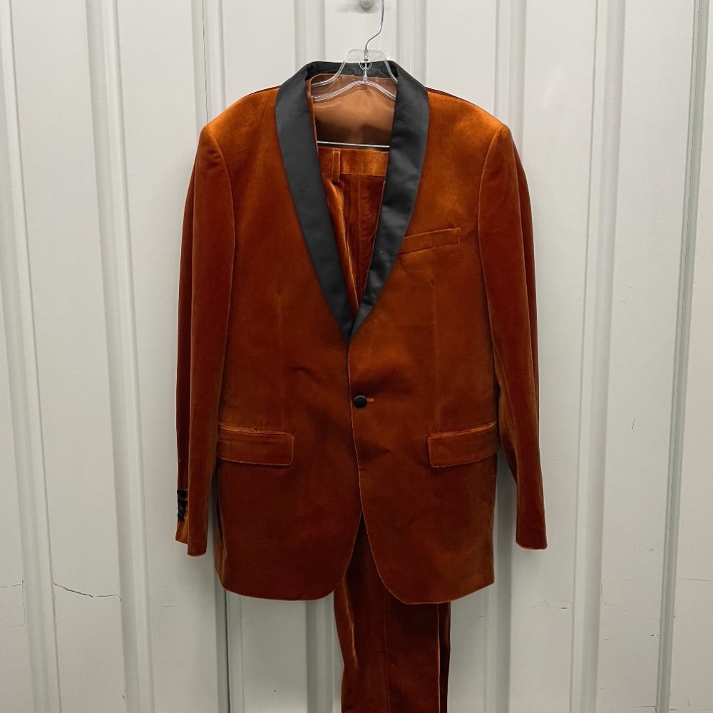 Velvet Orange Tuxedo Style Suit